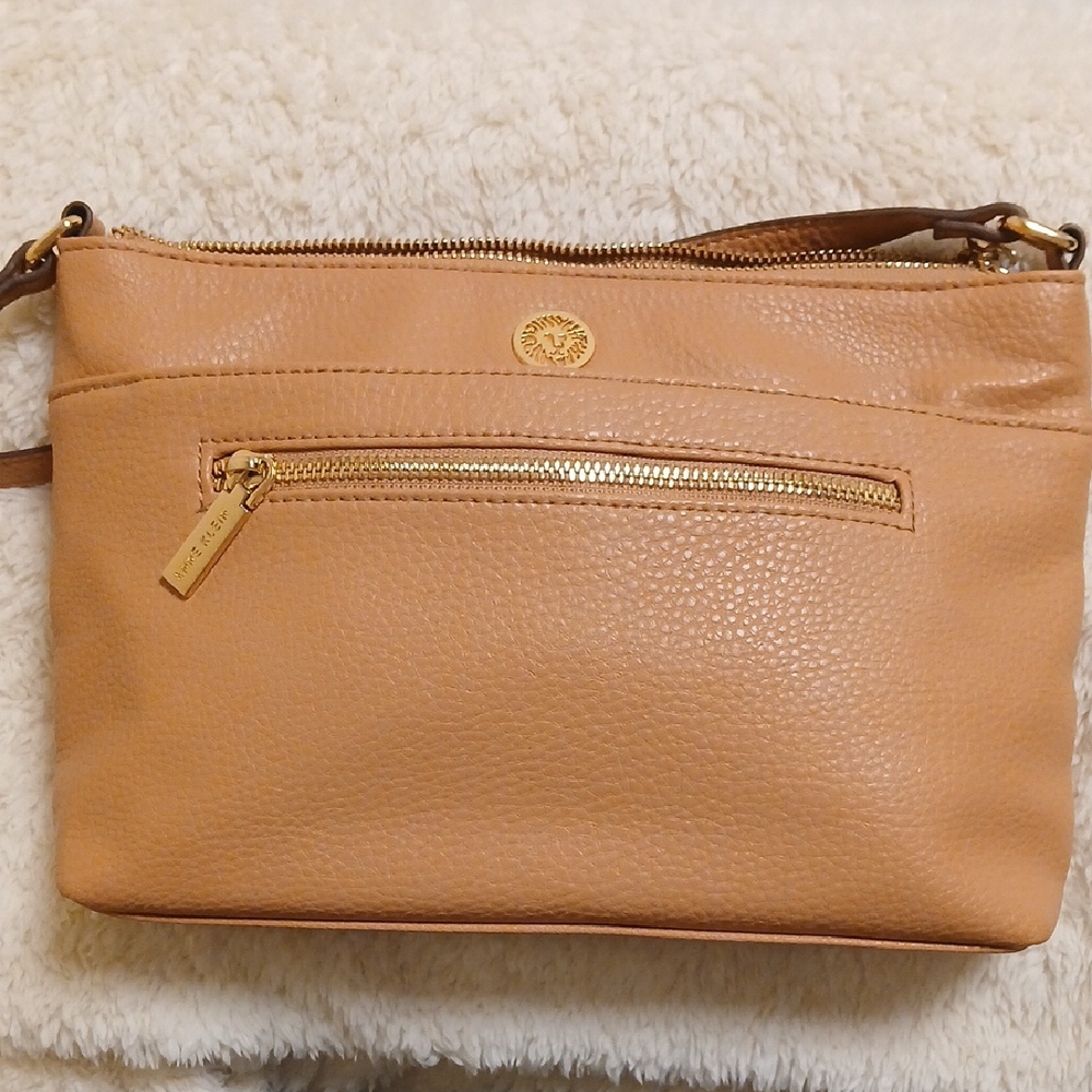 Anne Klein Tan Leather Crossbody Bag